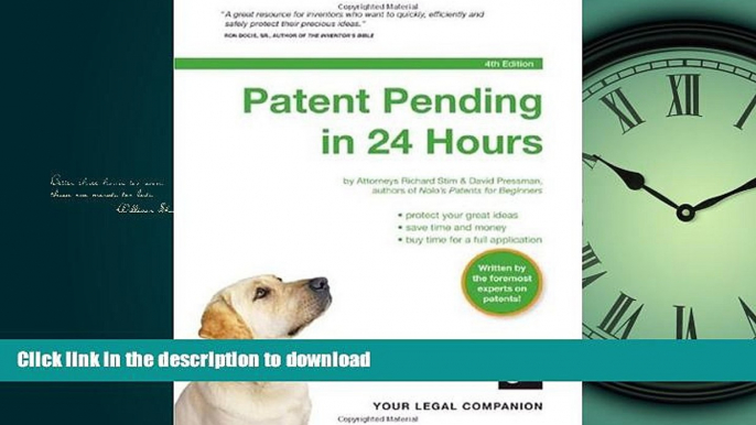 DOWNLOAD Patent Pending in 24 Hours READ PDF BOOKS ONLINE