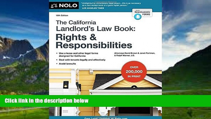 Big Deals  California Landlord s Law Book, The: Rights   Responsibilities (California Landlord s