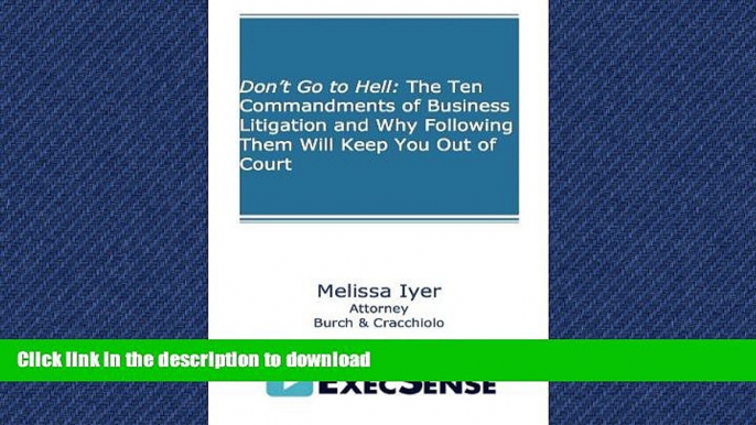 READ ONLINE Don t Go to Hell: The Ten Commandments of Business Litigation and Why Following Them