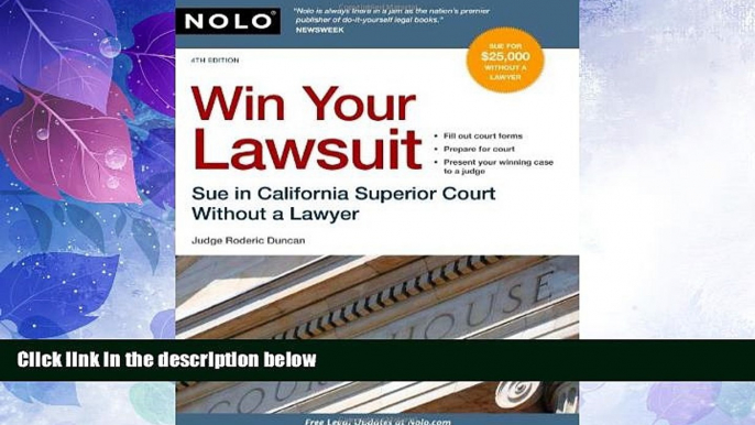 Must Have PDF  Win Your Lawsuit: Sue in California Superior Court Without a Lawyer (Win Your