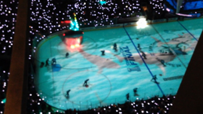 San Jose Players Skate Through Sea of Sharks for Stanley Cup Warmup