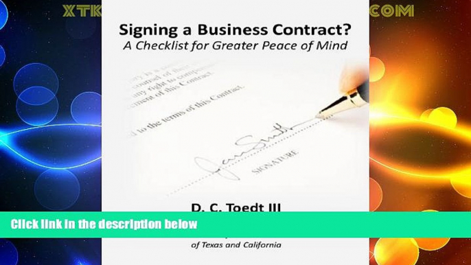 Big Deals  Signing a Business Contract? A Checklist for Greater Peace of Mind  Best Seller Books