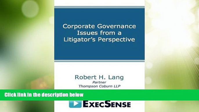 Big Deals  Corporate Governance Issues from a Litigator s Perspective  Best Seller Books Best Seller