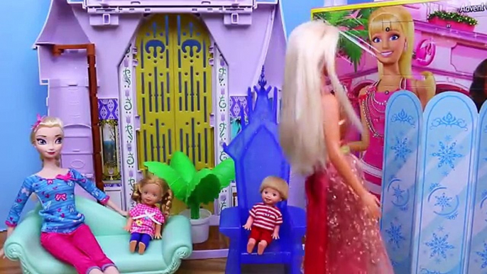 BARBIE RUINS CHRISTMAS 24 Days of Barbie Advent Calendar + Frozen Elsa Kids Babysitting