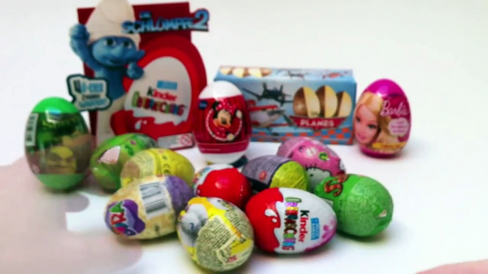 20 Surprise Eggs, Kinder Surprise Barbie Minnie Mouse Spongebob Angry Birds Disney Pixar