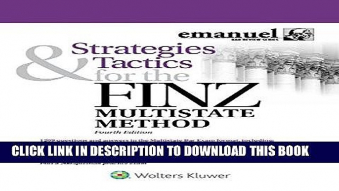 Read Now Strategies   Tactics for the FINZ Multistate Method (Emmanuel Bar Review) (Emanuel Bar