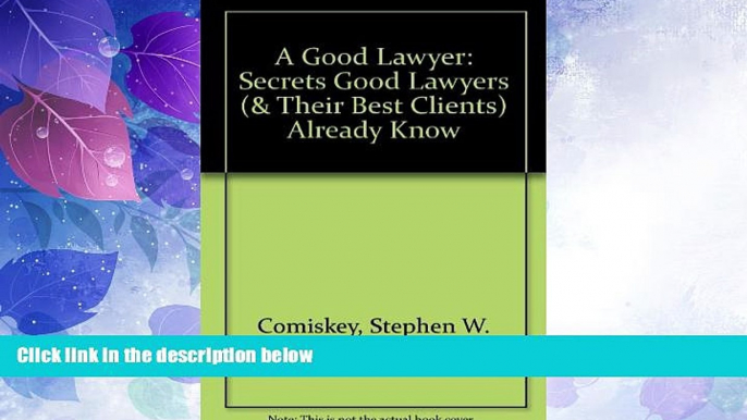 Must Have PDF  A Good Lawyer: Secrets Good Lawyers (  Their Best Clients) Already Know  Full Read