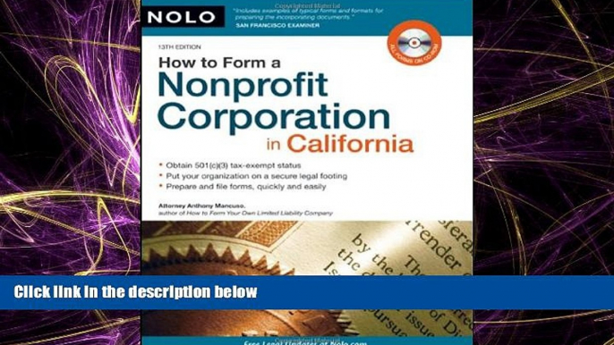 Big Deals  How to Form a Nonprofit Corporation in California  Best Seller Books Best Seller