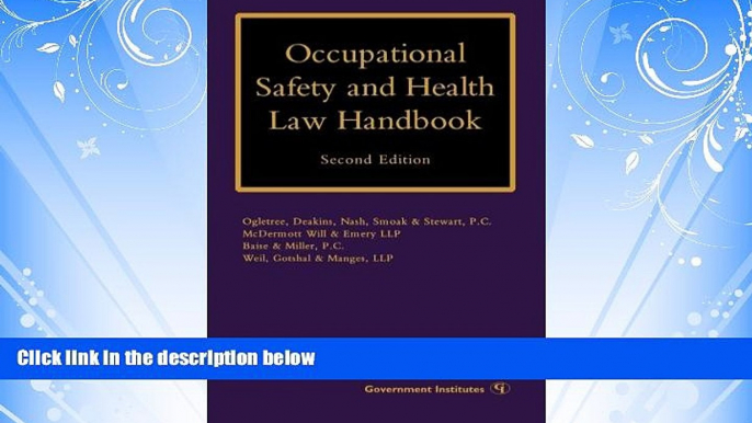 Books to Read  Occupational Safety and Health Law Handbook  Full Ebooks Best Seller