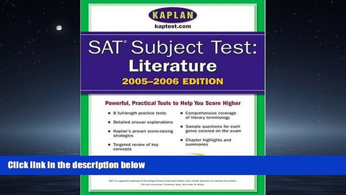 Pdf Online SAT Subject Tests: Literature 2005-2006 (Kaplan SAT Subject Tests: Literature)