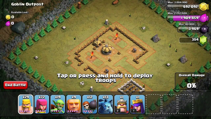 Archer Quin vs Goblin Outpost (village 3) Clash of Clans Ios Android Gameplay