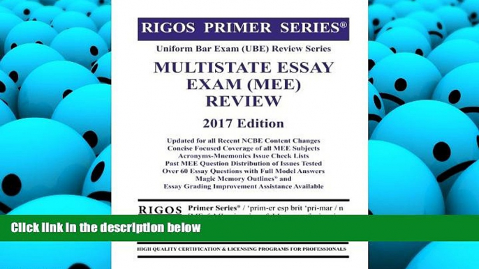 PDF  Rigos Primer Series Uniform Bar Exam (UBE) Review Multistate Essay Exam (MEE): 2017 Edition