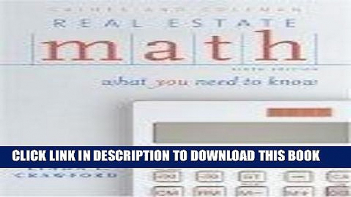 [FREE] EBOOK Real Estate Math: What You Need to Know ONLINE COLLECTION