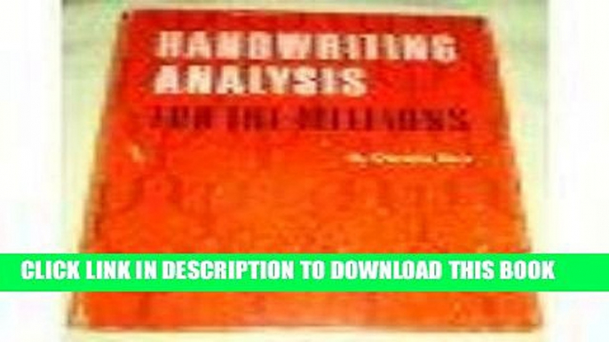 Ebook Handwriting Analysis for the Millions Free Read