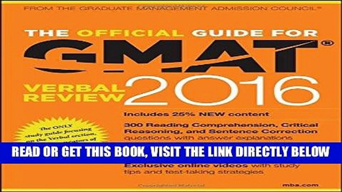 [Free Read] The Official Guide for GMAT Verbal Review 2016 with Online Question Bank and Exclusive