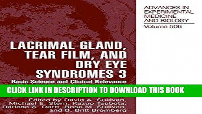 [READ] EBOOK Lacrimal Gland, Tear Film and Dry Eye Syndromes 3 (Volume 506) Set of 2 Books: Parts