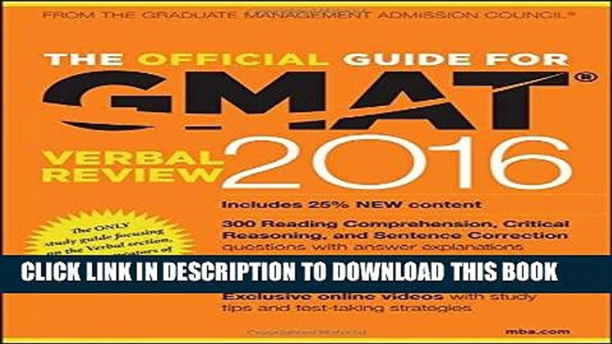 [Ebook] The Official Guide for GMAT Verbal Review 2016 with Online Question Bank and Exclusive