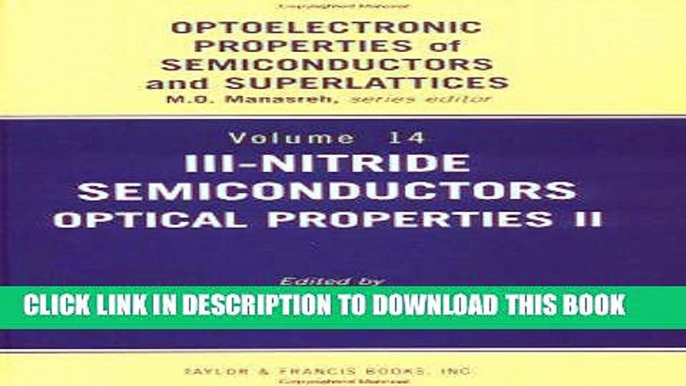 Read Now III-Nitride Semiconductors: Optical Properties (Optoelectronic Properties of