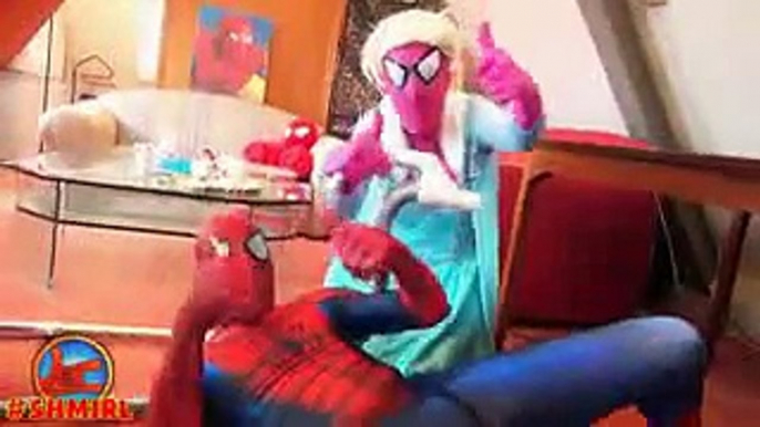 Frozen Elsa vs Spiderman Pinocchio Nose Frozen Elsa Spiderman into Frog in Real Life Superheroes