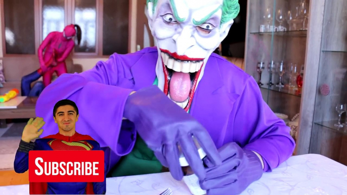 Frozen Elsa vs Joker - SPIDERMAN BECOMES A BULL! w/ Pink Spidergirl Prank! Superhero Fun :)