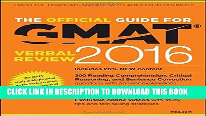 [READ] EBOOK The Official Guide for GMAT Verbal Review 2016 with Online Question Bank and