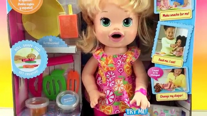 BABY ALIVE Baby Doll Super Snacks Snackin Sara Eats Play Doh and Playdough Poop Toy Video