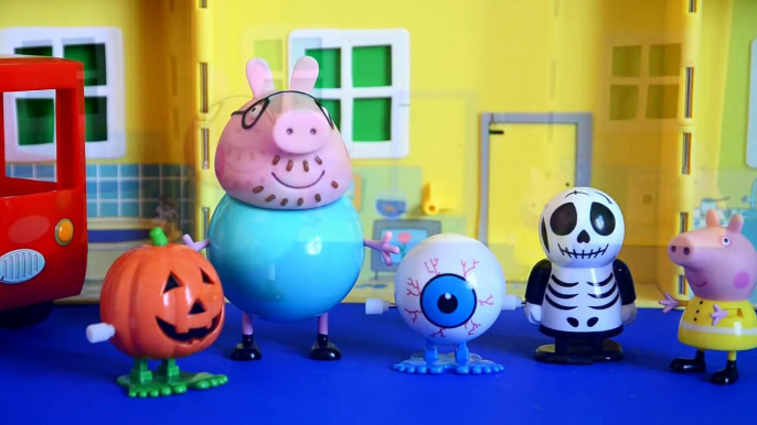 Peppa pig Episode Halloween Creepy Toys Pumpkin Skeliton Eye Daddy Pig
