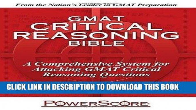 [PDF] Epub By David M. Killoran The PowerScore GMAT Critical Reasoning Bible (1st) Full Online