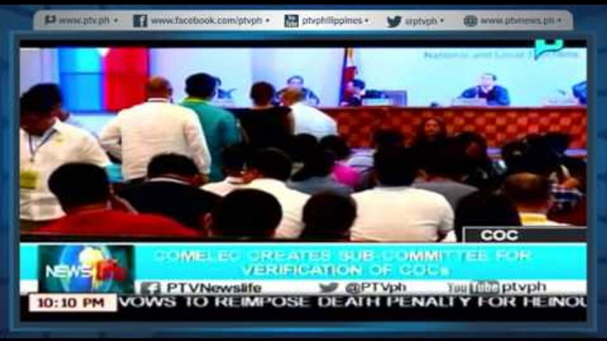 [NewsLife] COMELEC creates sub-committee for verification COCs  [05|16|16]