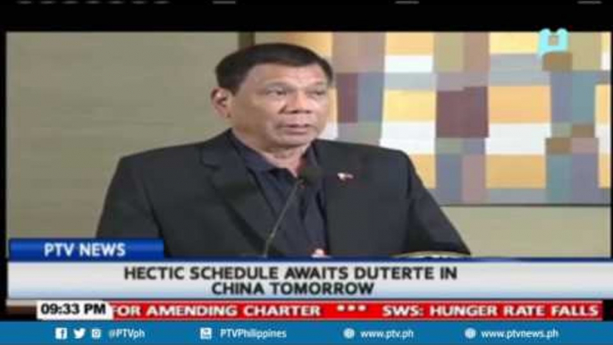 Hectic schedule awaits Duterte in China