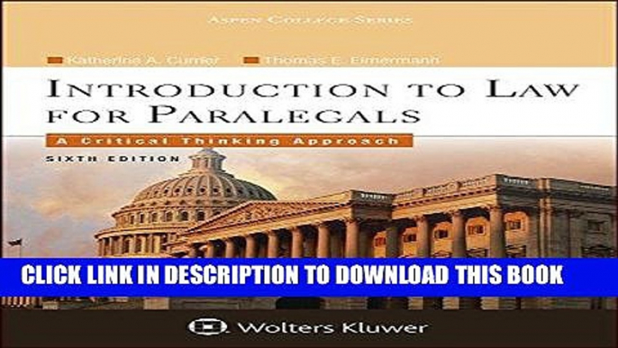 PDF Introduction To Law for Paralegals: A Critical Thinking Approach (Aspen College) Popular