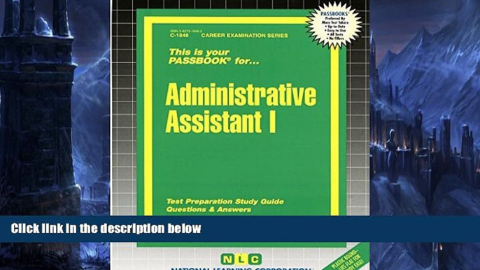 Big Deals  Administrative Assistant I(Passbooks) (Career Examination Passbooks)  BOOOK ONLINE