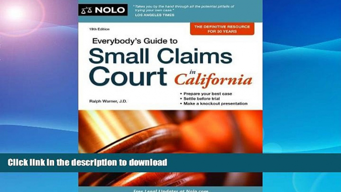 FAVORITE BOOK  Everybody s Guide to Small Claims Court in California (Everybody s Guide to Small