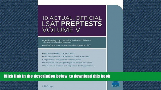 Pre Order 10 Actual, Official LSAT PrepTests Volume V: PrepTests 62 through 71 (Lsat Series) Law