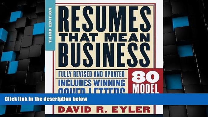 Price Resumes That Mean Business: Third Edition David R. Eyler On Audio