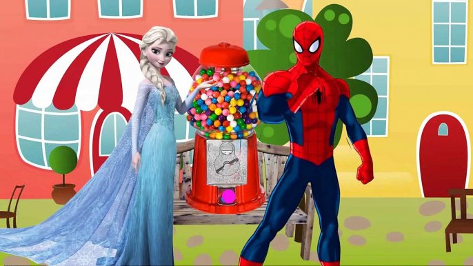 Elsa & Spiderman crybaby Bubble Gum Finger Family Frozen Nursery Rhymes Lyrics