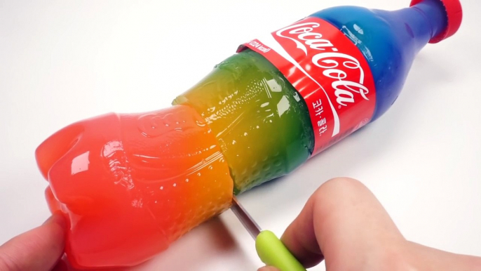 How To Make Rainbow Coca Cola Bottle Pudding Jelly DIY Cooking Surprise Coke Jelly Recipe