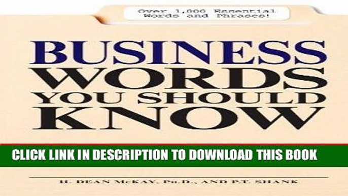 [FREE] Ebook Business Words You Should Know: From accelerated Depreciation to Zero-based Budgeting