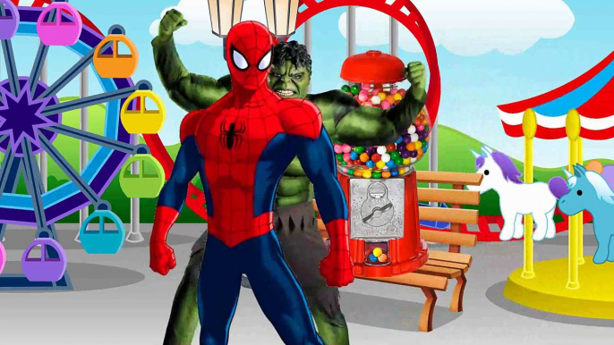 Spiderman and Elsa Frozen blow gum NEW Finger Family Lyrics Nursery Rhymes