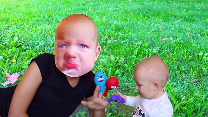 Crying Baby Superheroes in Real Life with Balloons - Learn Colors for Babies and Finger Family Song