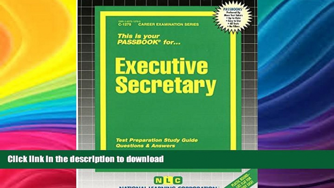 READ THE NEW BOOK Executive Secretary(Passbooks) (Passbook for Career Opportunities) PREMIUM BOOK