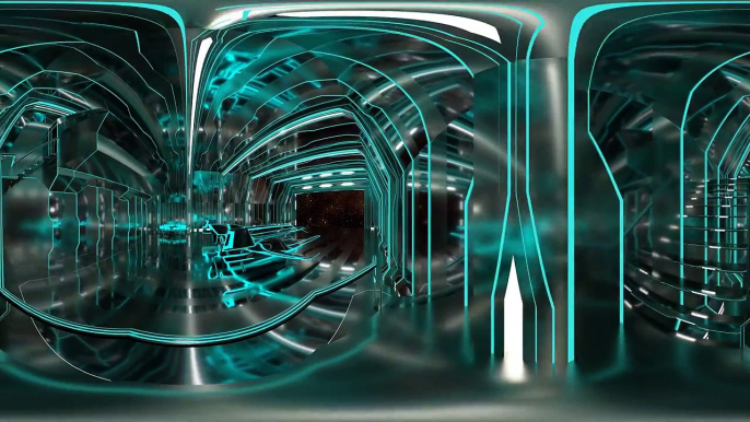 TRON style sci-fi hangar - 360° 4K video