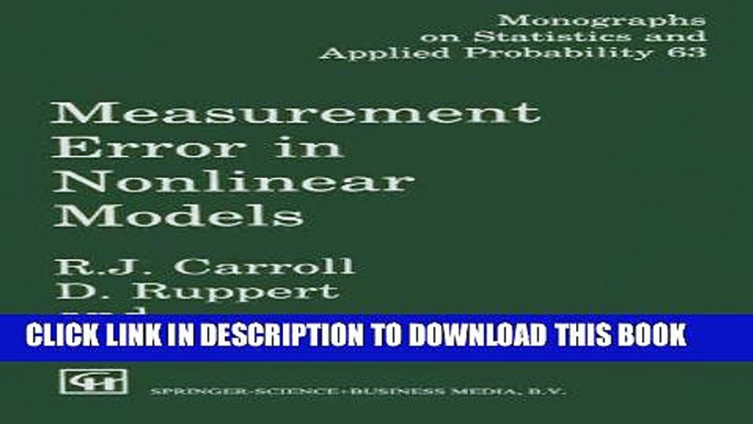 [READ] Mobi Measurement Error in Nonlinear Models (Chapman   Hall/CRC Monographs on Statistics