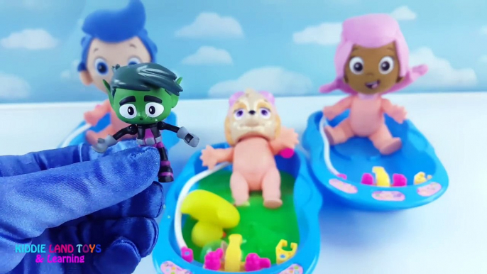 Bubble Guppies and Paw Patrol Baby Dolls Pretend Play Slime Bathtub Toy Surprises Learn Colors