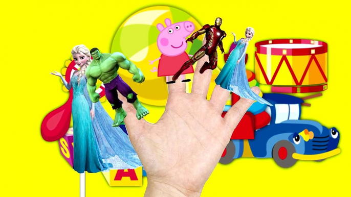 Finger Family collection Spiderman Frozen Elsa Peppa pig Lollipop Nursery Rhymes Lyrics for Kids