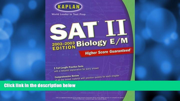 Pre Order Kaplan SAT II Biology 2002-2003 (Kaplan SAT Subject Tests: Biology) Kaplan On CD