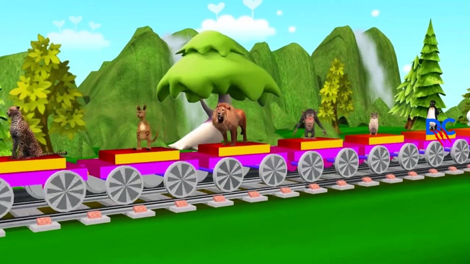 Animals Cartoons On Train For Kids | Animals Cartoons For Children Train Songs