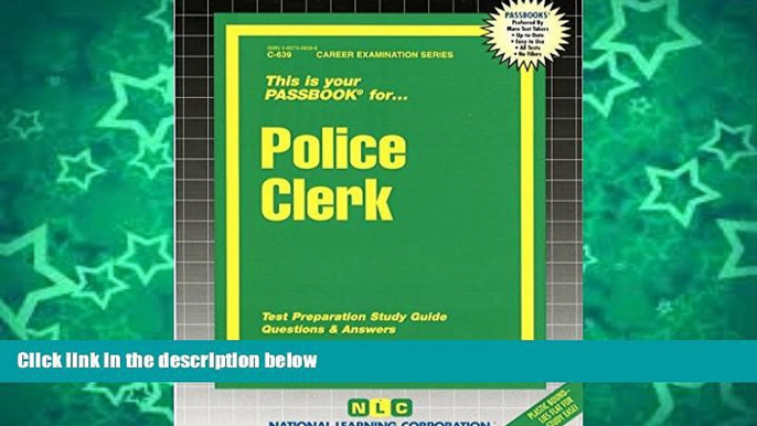 Pre Order Police Clerk(Passbooks) (Passbook for Career Opportunities) Jack Rudman On CD