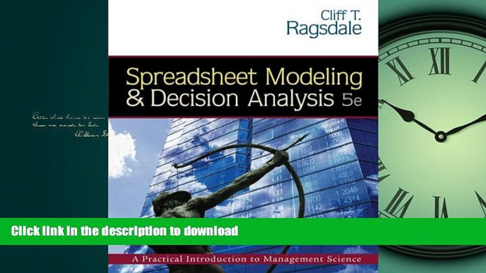 READ THE NEW BOOK Spreadsheet Modeling and Decision Analysis (with CD-ROM and Microsoft Project