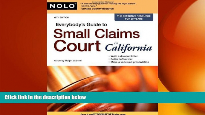 READ THE NEW BOOK Everybody s Guide to Small Claims Court in California Ralph Warner Attorney BOOK